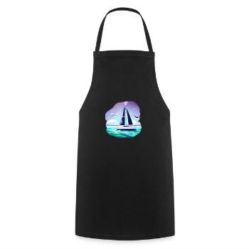 Sailing Sailing Ship Sailing Sailing Sailboat - Cooking Apron - black - Front - AI Model Male 185 dark (185cm)