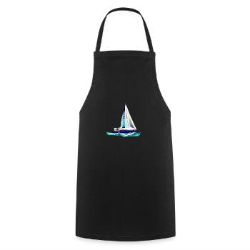 Segelschiff Segler Segelsport Segeln Segelboot - Kochschürze - Schwarz - Vorne - AI Model Male 185 dark (185cm)