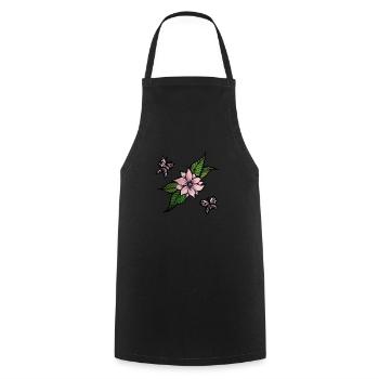 Flowers and Butterflies - Cooking Apron - black - Front - AI Model Male 185 dark (185cm)