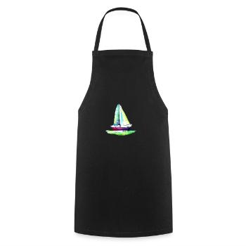 Sailing Sailing Ship Sailing Sailing Sailboat - Cooking Apron - black - Front - AI Model Male 185 dark (185cm)