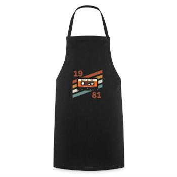 1981 retro vintage anniversary - Cooking Apron - black - Front - AI Model Male 185 dark (185cm)