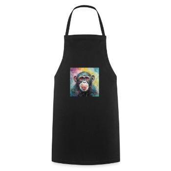 Modern & Colourful Chimpanzee Wall Art by Bodhi - Cooking Apron - black - Front - AI Model Male 185 dark (185cm)