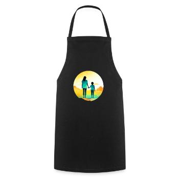 Mom and her boy - Cooking Apron - black - Front - AI Model Male 185 dark (185cm)
