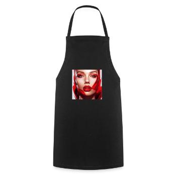 Femme sexy aux lèvres rouges - Tablier de cuisine - noir - Devant - AI Model Male 185 dark (185cm)