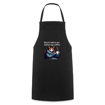 Drôle de chat et de café - Tablier de cuisine - noir - Devant - AI Model Male 185 dark (185cm)