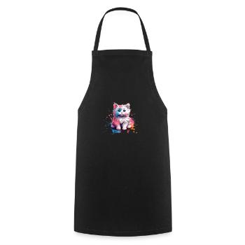 Pure mignonnerie chaton splash chat enfoncé dans les couleurs - Tablier de cuisine - noir - Devant - AI Model Male 185 dark (185cm)