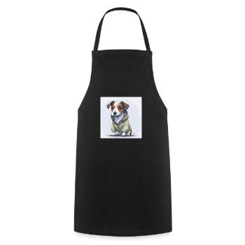 Jack Russel Terrier im Hoodie. - Kochschürze - Schwarz - Vorne - AI Model Male 185 dark (185cm)