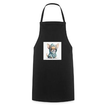 Chihuahua im Hoodie. - Kochschürze - Schwarz - Vorne - AI Model Male 185 dark (185cm)