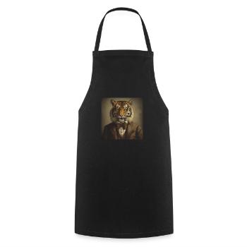 Tiger in a Suit - Victorian 1800s Style - Cooking Apron - black - Front - AI Model Male 185 dark (185cm)