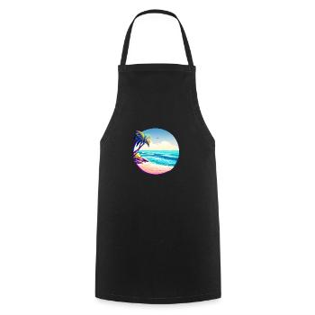 Sommerurlaub Strand Palmen Insel Sonne Palme - Kochschürze - Schwarz - Vorne - AI Model Male 185 dark (185cm)