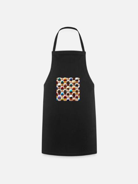 Face In Hat Pattern - Cooking Apron - black