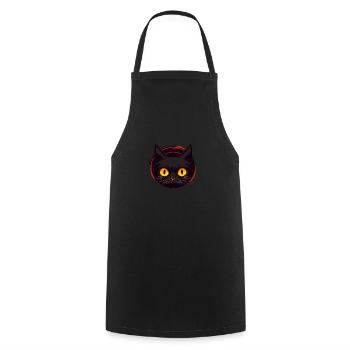 Chat noir curieux - Tablier de cuisine - noir - Devant - AI Model Male 185 dark (185cm)