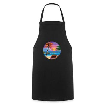 Vacances d’été Palm Beach Palm Islands Island Sun - Tablier de cuisine - noir - Devant - AI Model Male 185 dark (185cm)