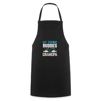 Mes copains de pêche m’appellent grand-père - Tablier de cuisine - noir - Devant - AI Model Male 185 dark (185cm)