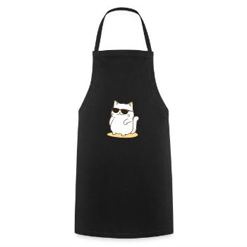 Rockende Katze mit Sonnenbrille - Kochschürze - Schwarz - Vorne - AI Model Male 185 dark (185cm)