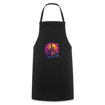 Halloween Haunted Castle Clipart - Cooking Apron - black - Front - AI Model Male 185 dark (185cm)