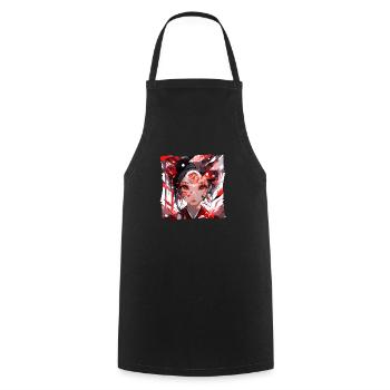 Japanese Cyper Girl #1 - Cooking Apron - black - Front - AI Model Male 185 dark (185cm)