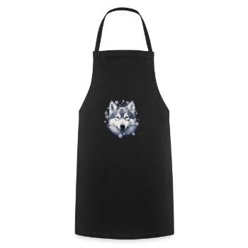 Chien husky et flocons de neige - Tablier de cuisine - noir - Devant - AI Model Male 185 dark (185cm)