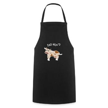 Bad Mood Cow (White) - Cooking Apron - black - Front - AI Model Male 185 dark (185cm)