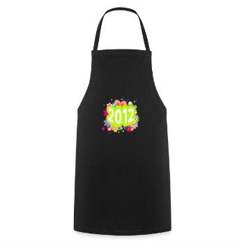 Year 2012 Anniversary Groovy Floral - Cooking Apron - black - Front - AI Model Male 185 dark (185cm)