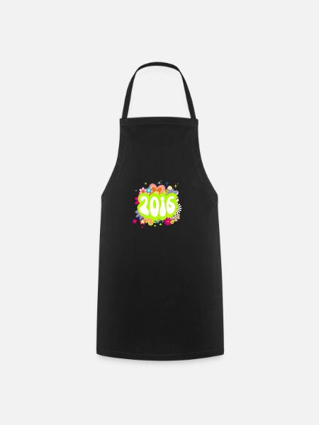 Année 2016 anniversaire Groovy floral - Tablier de cuisine - noir