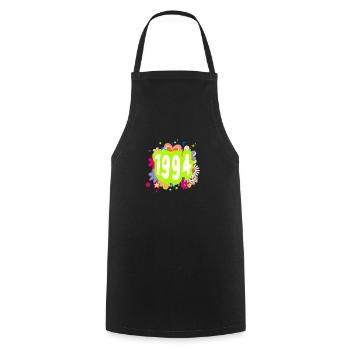 Year 1994 anniversary Floral Groovy - Cooking Apron - black - Front - AI Model Male 185 dark (185cm)