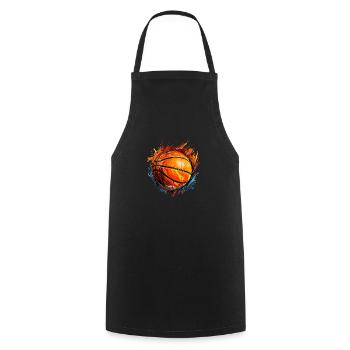 Basketball with colorful flames clipart - Cooking Apron - black - Front - AI Model Male 185 dark (185cm)