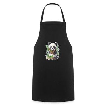 Panda bear eats bamboo - Cooking Apron - black - Front - AI Model Male 185 dark (185cm)