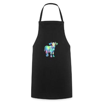 Rika the multicolored cow - Cooking Apron - black - Front - AI Model Male 185 dark (185cm)