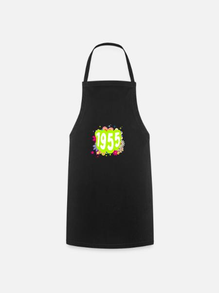 Année 1955 anniversaire Groovy floral - Tablier de cuisine - noir