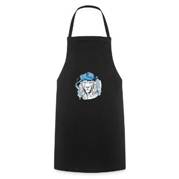Vikou the Blue Lion - Cooking Apron - black - Front - AI Model Male 185 dark (185cm)