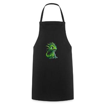 Bébé dragon, mignon, heureux, souriant - Tablier de cuisine - noir - Devant - AI Model Male 185 dark (185cm)