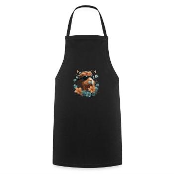 Cochons d’Inde et fleurs - Tablier de cuisine - noir - Devant - AI Model Male 185 dark (185cm)