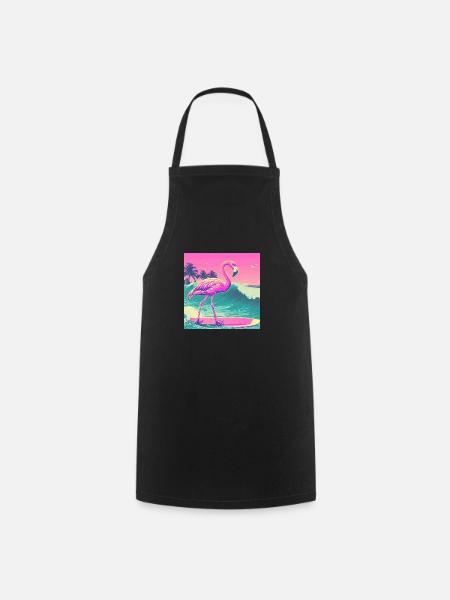 Surfing Flamingo Miami - Cooking Apron - black