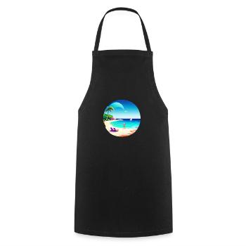 Vacances d’été Palmier Sun Beach Palm Island - Tablier de cuisine - noir - Devant - AI Model Male 185 dark (185cm)