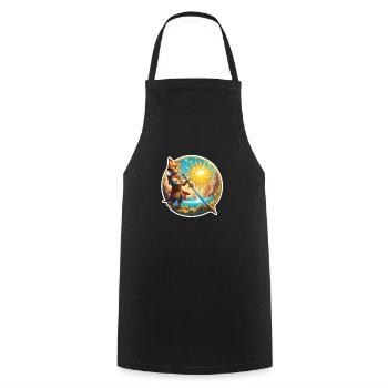 Swordscat de la plage de l’été - Tablier de cuisine - noir - Devant - AI Model Male 185 dark (185cm)