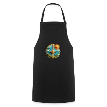 Summer beach origami sword - Cooking Apron - black - Front - AI Model Male 185 dark (185cm)