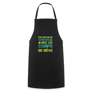 Pas besoin de cheveux avec ce corps de rêve - Tablier de cuisine - noir - Devant - AI Model Male 185 dark (185cm)