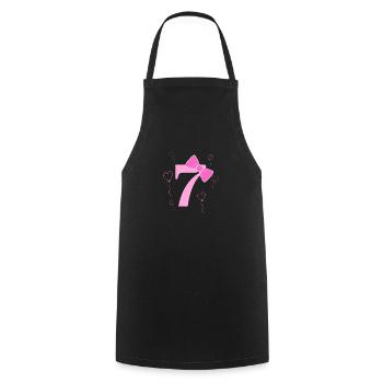 7th birthday girl - Cooking Apron - black - Front - AI Model Male 185 dark (185cm)