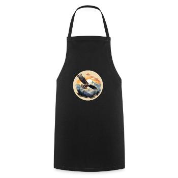 Eagle flight - eagle over mountain peaks - Cooking Apron - black - Front - AI Model Male 185 dark (185cm)