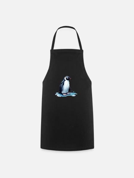 Pinguin im Smoking - Kochschürze - Schwarz