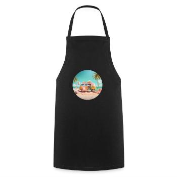 Summer holiday on the beach - shirt for holiday joy - Cooking Apron - black - Front - AI Model Male 185 dark (185cm)