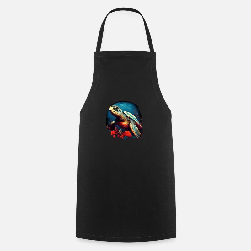 Beautiful turtle - Cooking Apron - black