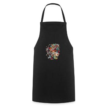 The flowery face - Cooking Apron - black - Front - AI Model Male 185 dark (185cm)