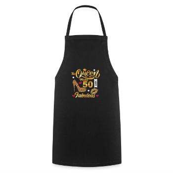 50th Birthday vintage retro Born in 1973 Birthday - Cooking Apron - black - Front - AI Model Male 185 dark (185cm)