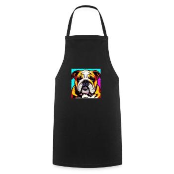 Bulldog PopArt - Cooking Apron - black - Front - AI Model Male 185 dark (185cm)