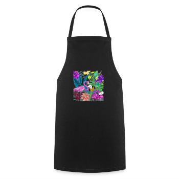 Jungle image Pink flamingos - Cooking Apron - black - Front - AI Model Male 185 dark (185cm)