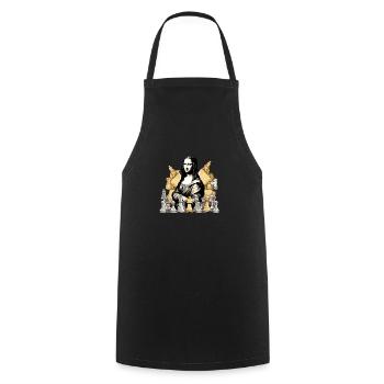 Mona aux échecs - Tablier de cuisine - noir - Devant - AI Model Male 185 dark (185cm)