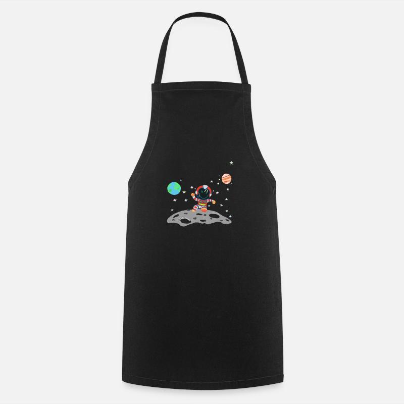 Astronaut Red White - Cooking Apron - black
