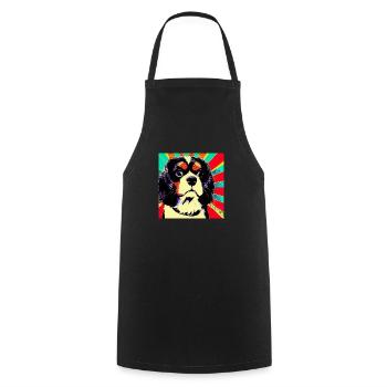 Cavalier King Charles Spaniel Pop Art - Kochschürze - Schwarz - Vorne - AI Model Male 185 dark (185cm)
